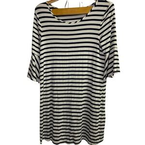 Green Envelope Nordstrom Dress Medium‎ Striped Nautical Knee Casual